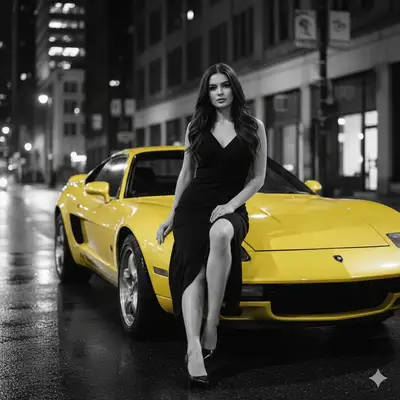 Color Splash Noir Woman Sports Car