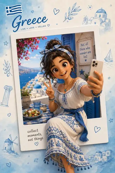 3D travel postcard polaroid souvenir generator