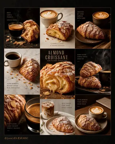 Luxury 9-Panel Almond Croissant Editorial Campaign Board