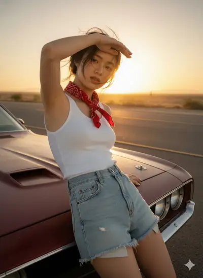 Vintage Muscle Car Dawn Portrait