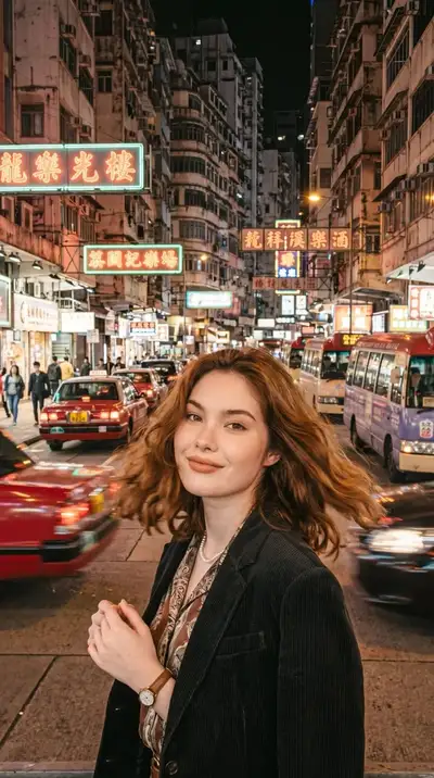 Retro Hong Kong street style portrait photo