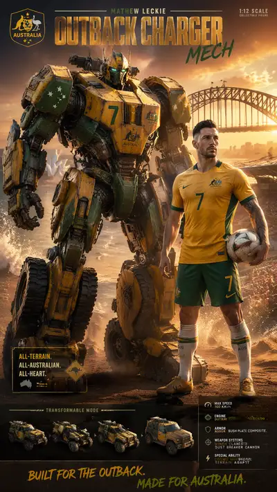 Australia World Cup mech poster: Outback Charger Mech with Leckie