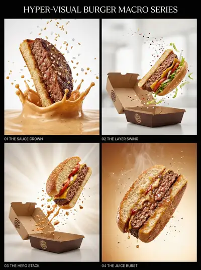 High-Speed Macro Burger Splash Photography