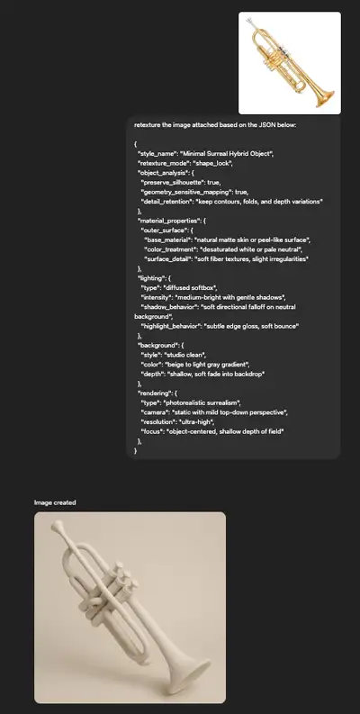 Minimal Surreal Hybrid Object Retexture Prompt