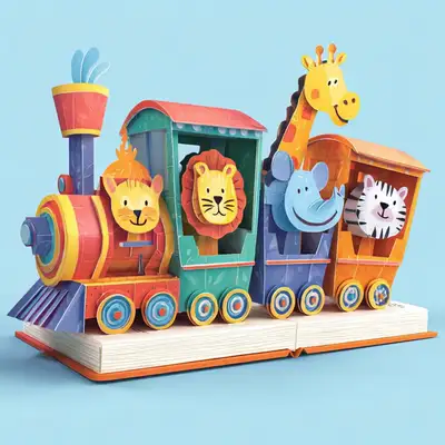 3D Pop-Up Book Train with Animal Flaps