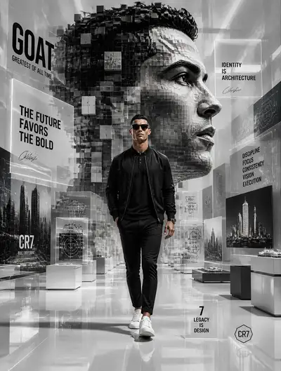 Futuristic monochrome motivational athlete poster