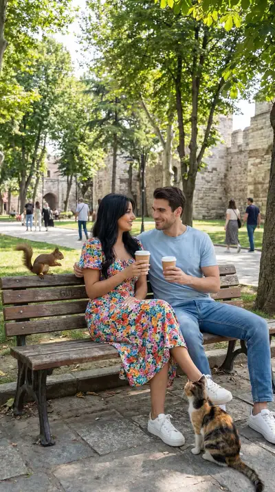 Photoreal Candid Street Romance in Gulhane Park