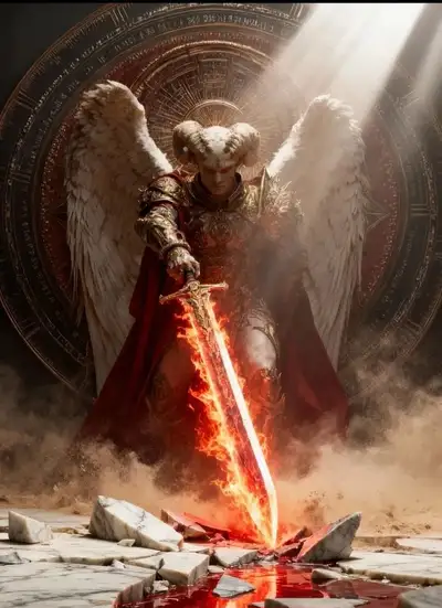 Divine Fallen Angel Warrior Fantasy Illustration