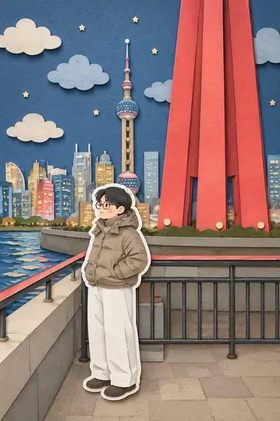 层叠剪纸风格插画转换
