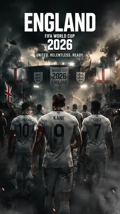Call of Duty style World Cup 2026 England poster