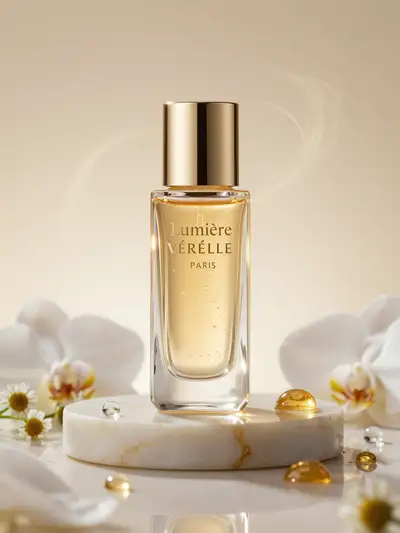 Luxury beauty elixir vial product photography prompt