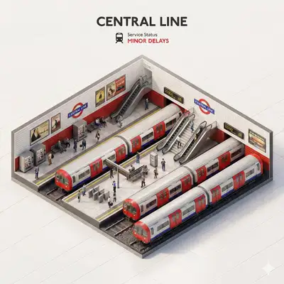 Isometric subway system diorama with status signage