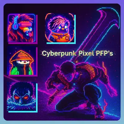 Leuchtender Pixel-Art-Cyberpunk-Avatar