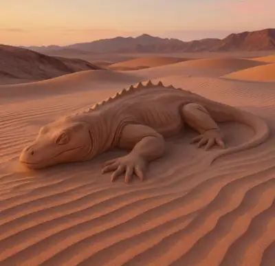 Sand Dune Sleeping Animal Sculpture Prompt