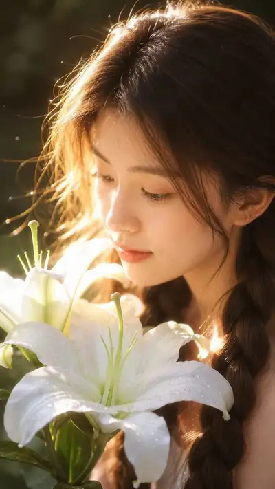 Golden Backlight Lily Portrait
