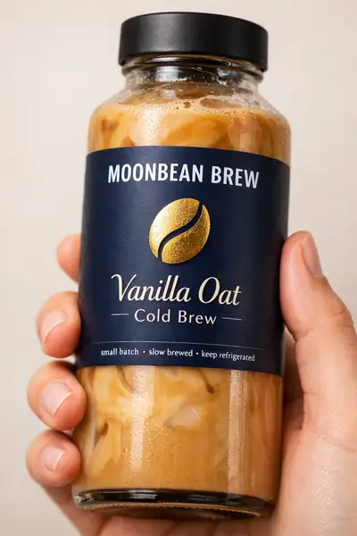 Premium product bottle close-up held in hand