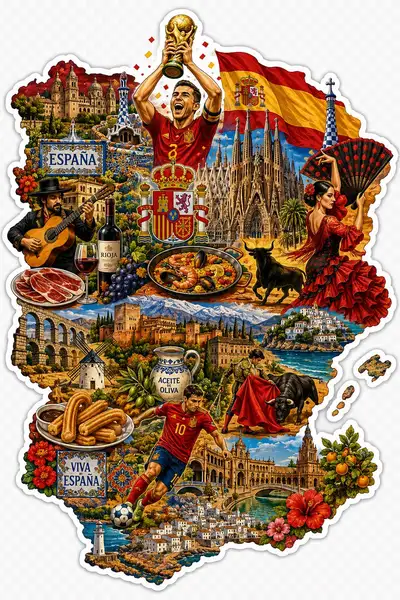 France map sticker illustration with cultural icons (Seedream 5.0)