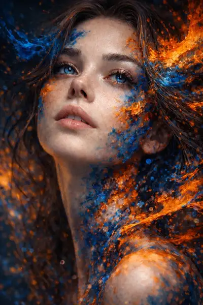 Cinematic Portrait with Elemental Particles