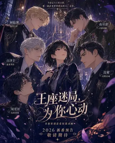 Otome dating-game key visual poster with male cast
