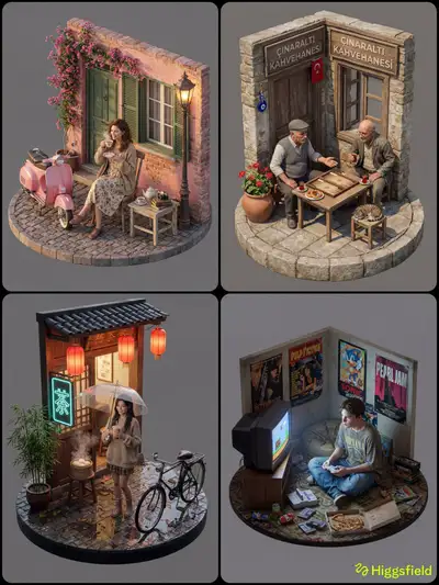 Isometric 3D Diorama with a Realistic Human Figure