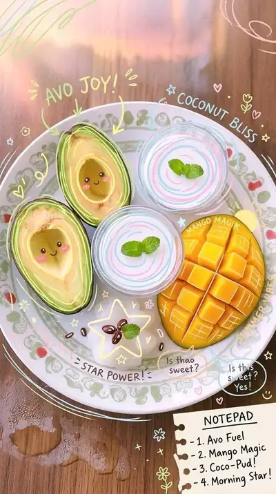 Kawaii-Vorlage für Food-Fotografie aus der Vogelperspektive