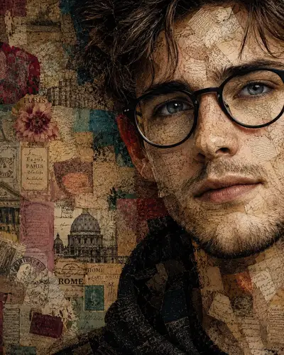 Ultra-Realistic Mixed-Media Collage Portrait Prompt