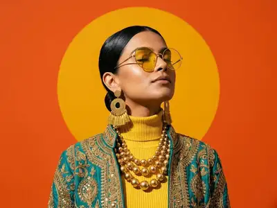 Photorealistic South Asian Woman in Retro Yellow