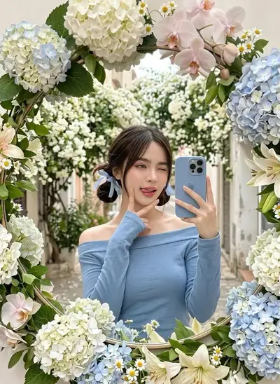 Pastel Floral Mirror Selfie