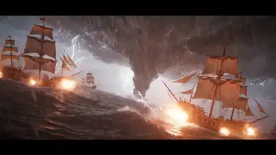 Armadas Battle in Supernatural Storm with Watching Face