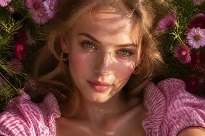 Overhead Wildflower Meadow Beauty Portrait Prompt