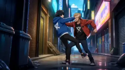 Cinematic Anime Urban Alley Fight with System UI