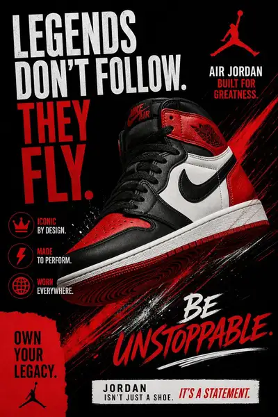 High-Contrast Sneaker Advertising Poster