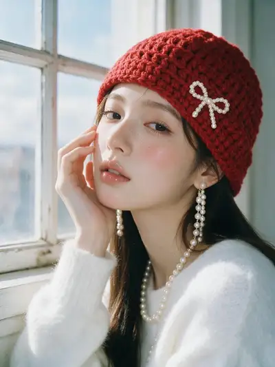 Taiwan Idol Portrait with Pearl Accents