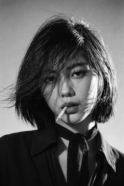 1970s Windswept Black and White Portrait