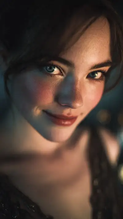 Macro Portrait of Woman with Blue Eyes