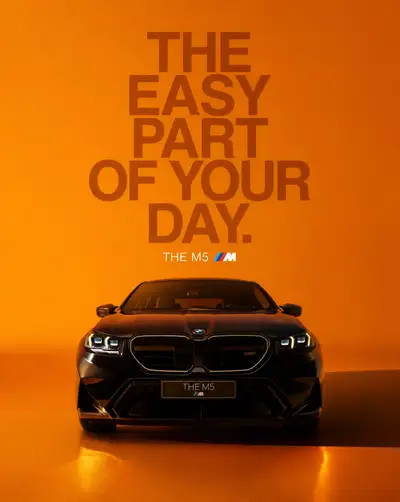 Conceptual BMW M5 luxury automotive campaign poster template