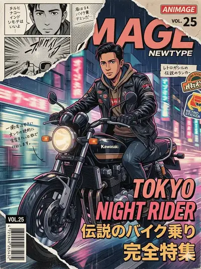Tokyo Night Rider: 90s Anime Magazine Cover