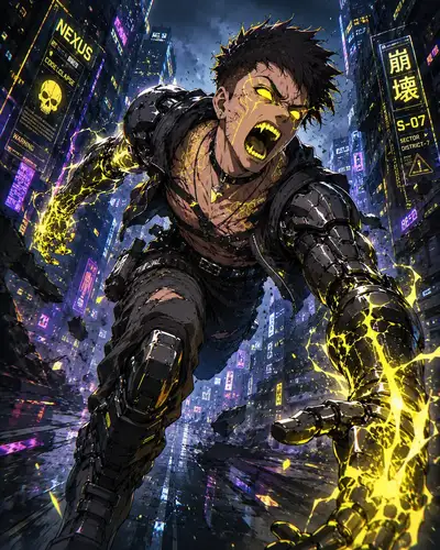 ネオン都市を駆け抜けるサイバーパンクキャラクター変身