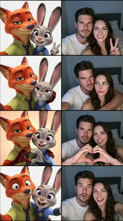 Zootopia-Paar Fotokabinen-Gitter-Prompt