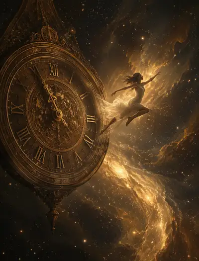 O Relógio Antigo Celestial com Dançarina Saltitante
