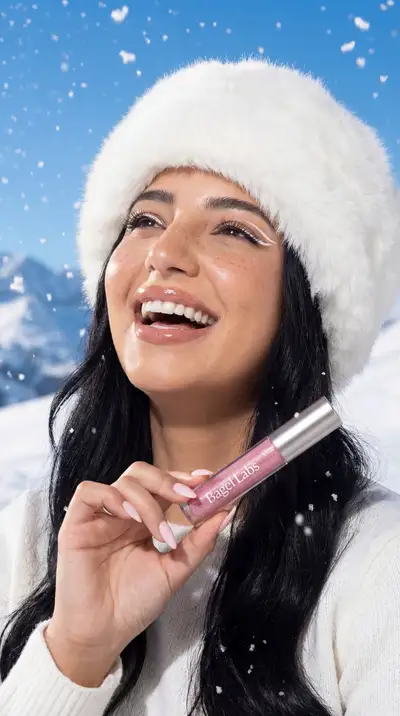 Photoreal Winter Beauty Product Ad Prompt