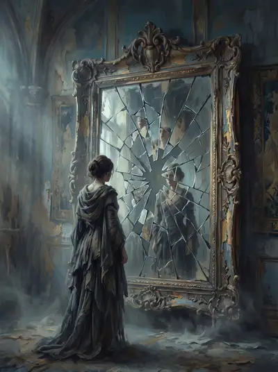 Shattered Mirror Frame Melancholy Concept Art