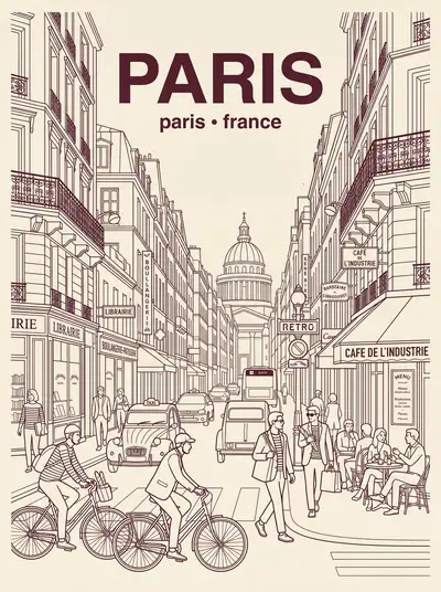 Minimalist Line-Art City Travel Poster