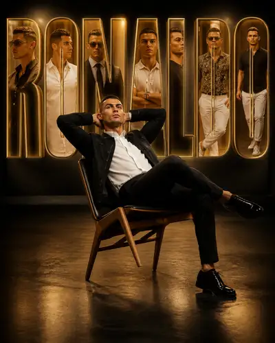 Luxury studio poster portrait with giant name lettering