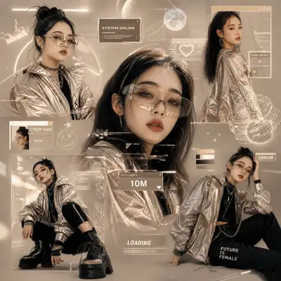 Futuristisches koreanisches Streetwear-Influencer-Collage der Gen-Z