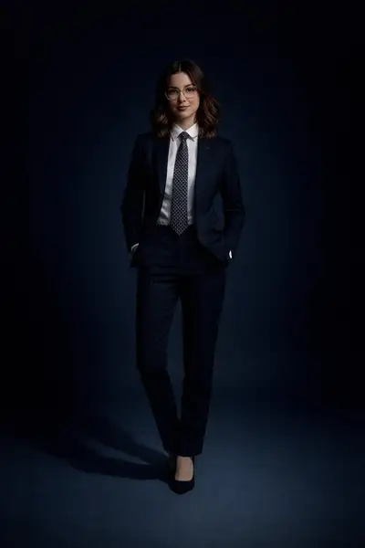 Business Woman Navy Suit Portrait