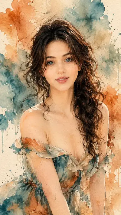 Ethereal watercolor fashion portrait prompt