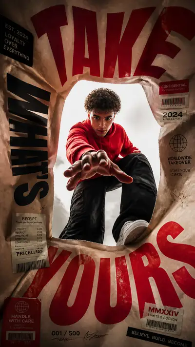 Streetwear Shopping Bag POV Advertising Poster