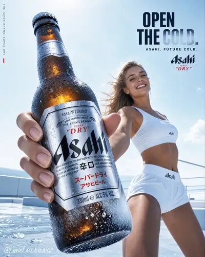 Affiche de campagne de bière Asahi ultra-premium