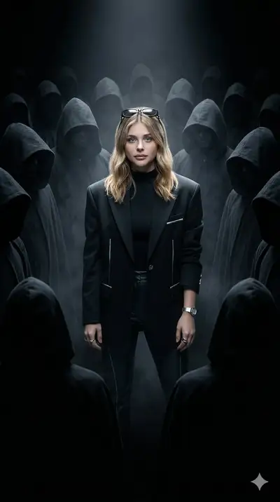 Cinematic Dark Portrait with Hooded Figures